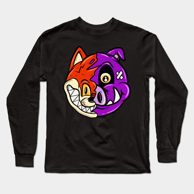 fox pig cartoon Long Sleeve T-Shirt by Behold Design Supply